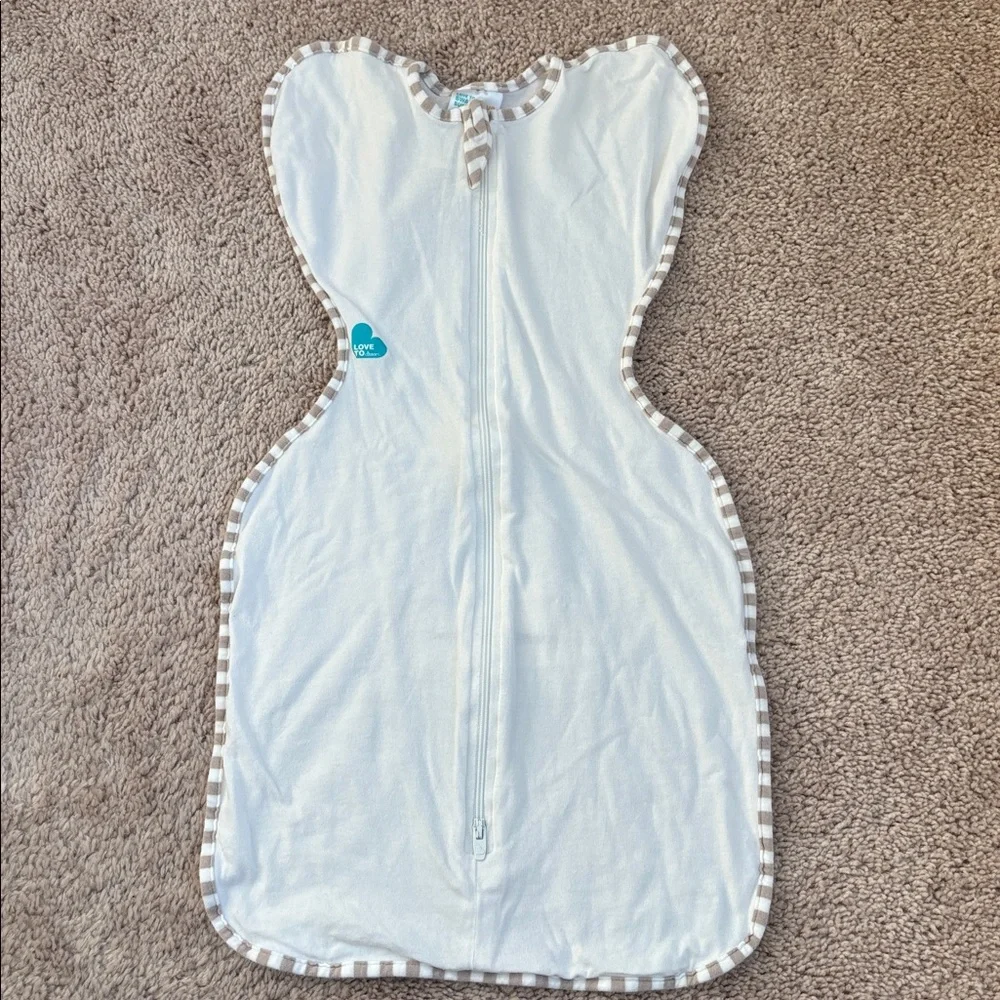 Love to Dream Swaddle Up White Swaddle Striped Trim Size Small 8-13 lbs. 1.0 TOG